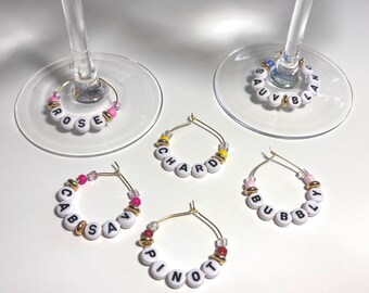 Vino Vibes - Wine Lover Charm Set Featuring Bubbly, Pinot, Rosé, Chard, Cab Sav, Sauv Blanc