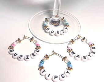Sip Happens - Wine Charms with Beads and Coastal Accents