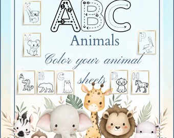 ABC Animal Coloring Book | ABC Learning Pages for Kids | Fun Printable Digital Download
