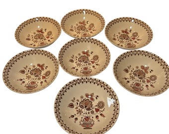 Set di 7 ciotole vintage Johnson Brothers Old Granite Jamestown per zuppa e cereali, diametro 6,5 pollici.