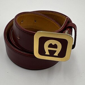Etienne Aigner Vintage Oxblood Leather Brass Minimalist Belt - 32” Vintage Etienne Aigner Belt - Etsy main image 4