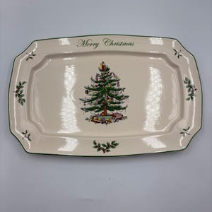 Piatto da portata rettangolare grande Spode Christmas Tree, stile vintage per feste natalizie