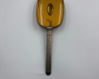 Spazzola per capelli da toeletta vintage color oro e argento, con setole in nylon, stile vittoriano MCM.
