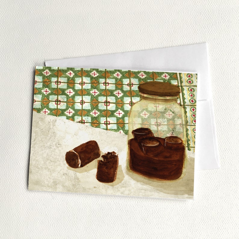 Curry Puff Gula Melaka Pineapple Tarts Nyonya Zhang Set of 4 Watercolor Cards Singapore and Malaysia Food Folded Cards Set B