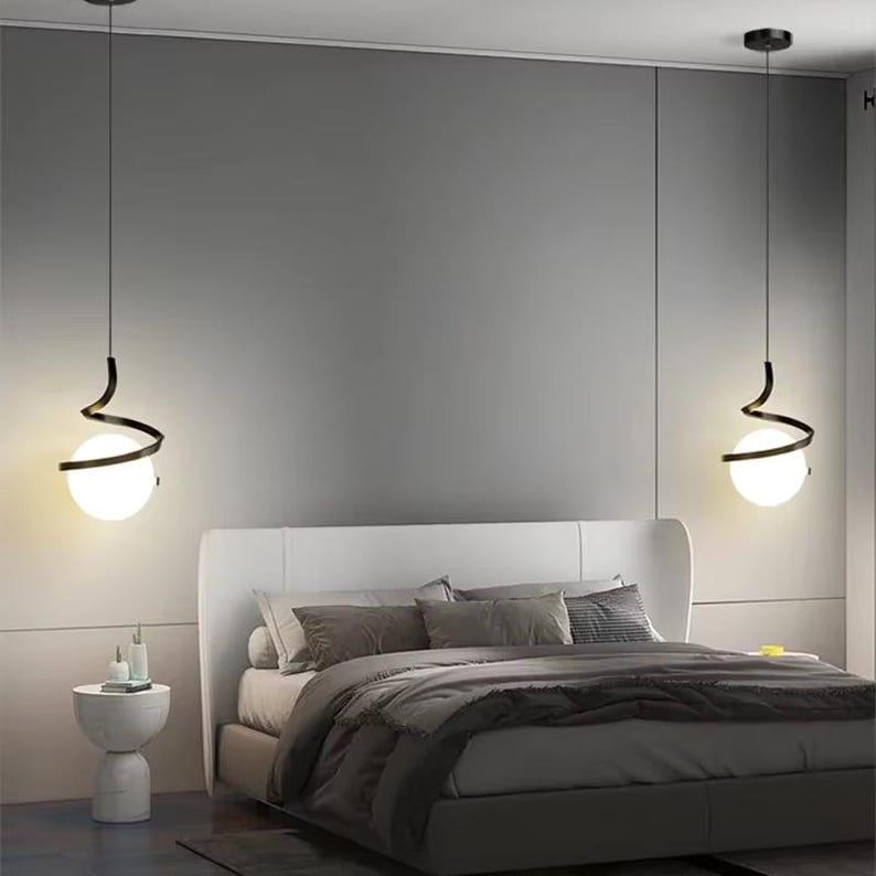 Lámpara colgante LED nórdica: moderna lámpara colgante para dormitorio, comedor y decoración del hogar.