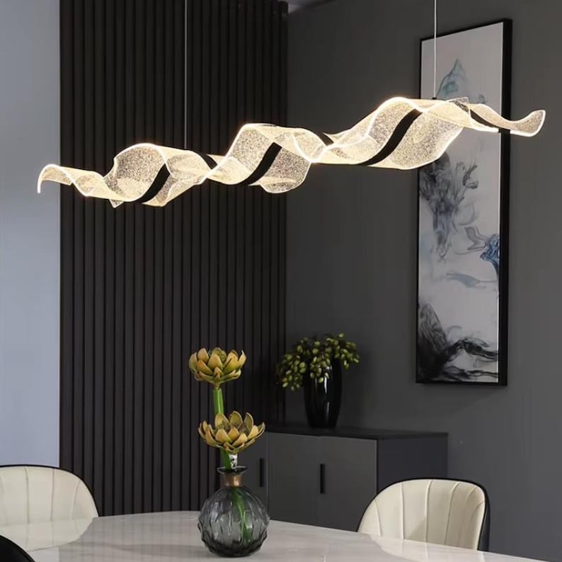 Lámpara colgante nórdica LED ondulada – Lámpara de techo escandinava moderna para decoración del hogar