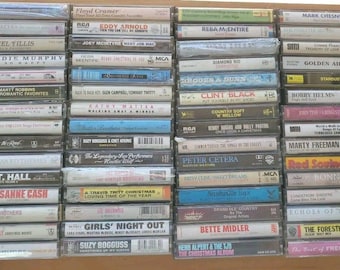 Lot of 60 Vintage Country Music Cassette Tapes Reba McEntire Brooks Dunn + More