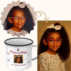 Taza personalizada de agradecimiento al maestro: retrato estilo Pixar de un niño, nombre, clase y año. Regalo escolar. Imagen PNG imprimible.
