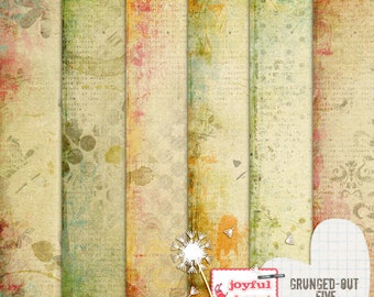 Grunged-Out 5 - 6 12x12 Digital Scrapbooking Papers, Printable, Instant Download, for ATC Card, Collage, Hybrid, Mixed Media, DIY Crafts :)