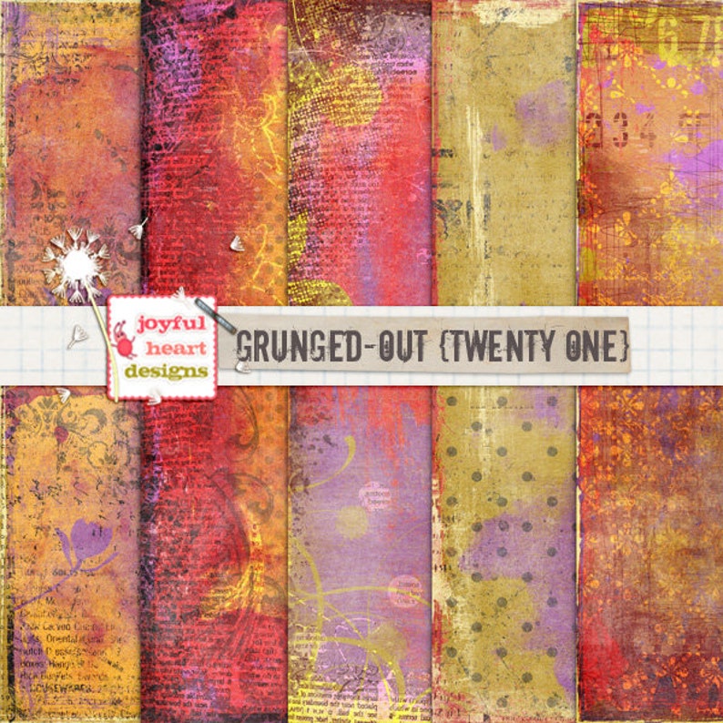 12x12 inches photography cards Grunged-Out {#21} flyers 5 painted and artsy digital scrapbooking papers for invitations posters