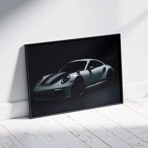 Porsche 911 GT3 RS Wall Art – Luxury Supercar Poster Print | Gift for Car Lovers | Dark Dramatic Automotive Photography