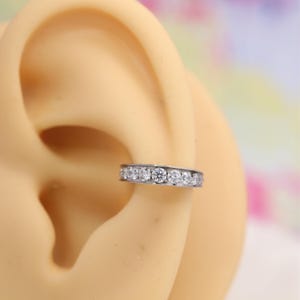 Horn Set Cube Zircon Jewelry Nose Ring 16G Shiny Conch Rook Daith Helix Tragus Piercing Jewelry Surgical Steel Cartilage Earring Hoop