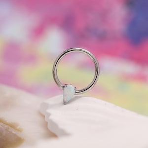 Teardrop Septum Jewelry Opal Nose Ring 16G Conch Rook Daith Helix Tragus Piercing Jewelry Surgical Steel Cartilage Earring Conch Hoop