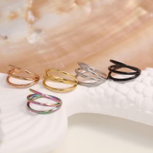 Clicker Ring Triple Hoop Jewelry Nose Ring 16G 18G 20G Conch Rook Daith Tragus Piercing 316L Surgical Steel Cartilage Earring Minimalist