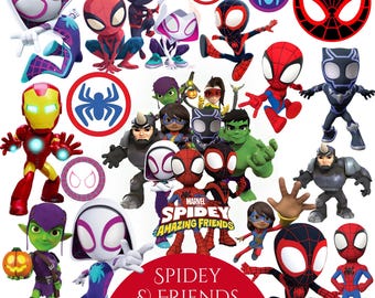 Spidey e i suoi fantastici amici PNG, Spidey PNG, Spider-Verse PNG, Clipart di Spiderman, Clipart di Spider-Verse, File digitale della silhouette di Spiderman