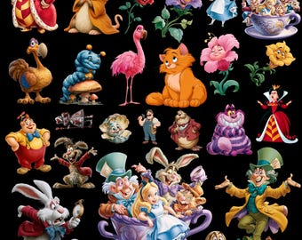 Alice in Wonderland PNG, Alice PNG Bundle, Alice Alphabet, Alice in Wonderland Clipart, Mad Hatter, White Rabbit, Queen of Hearts