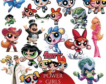 Powerpuff Girls PNG, Powerpuff Girls Clipart Bundle, Girls Png, Blossom Eyes png, Buttercup Png, Bubbles, Cute Cartoon PNG, Cartoon Files