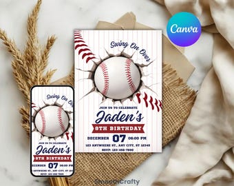 Invito a tema baseball, invito a tema compleanno baseball, invito a tema compleanno baseball, invito a tema compleanno baseball, modello modificabile per festa di compleanno per adolescenti e preadolescenti, modello Canva