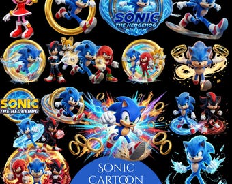 Sonic the Hedgehog PNG, Sonic Clipart, Sublimation Design, Sonic Characters Png, Cricut Silhouette Cut Files, Comic Character PNG