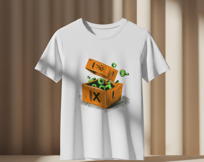 Orange Crate XO Unisex Tee, Vintage Graphic T-shirt, Whimsical Short Sleeve Shirt, Fun Playful Atmosphere, Retro Orange and Green Top