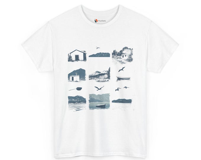 Bay Views Nostalgy Unisex Tee, Black & White Graphic T-Shirt, Coastal Vibes Shirt, Ocean Lover Gift, Summer Vacation Top, Seaside Tee,