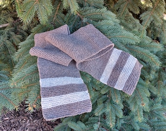 Dark Gray Wool Scarf, Undyed - Wool is from Brown and Gray Sheep!