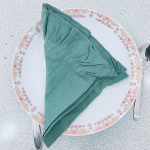Washed Cotton Napkins Set with Ruffles | Reusable Cloth Napkins Bulk | Eco-Friendly Wedding Party Napkins | Dinner Table Kitchen Napkins