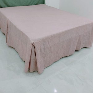 Leinen Split Corner Bedskirt | Gewaschene Leinen Box Plissee Bettdecke | Twin Queen King Volldoppelt | Bauernhaus Bettwäsche | Kundenspezifische Größe