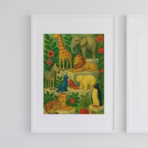 Whimsical Animal Giclée Art Print | Nursery Decor, Kids Room Wall Art, Playroom Art, Safari Art, Gift for Animal Lovers