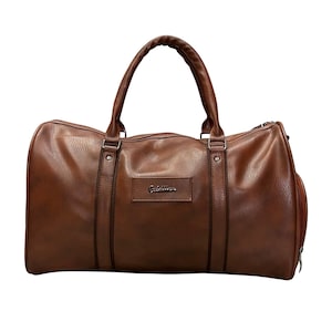 Vegan Leather Duffle Bag Travel Cabin Size Overnight Weekender Gym Bag For Men Women