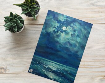 Greeting Card – Moonlight Song – by Zybo | Symbol of Resilience & Freedom | Artistic Seascape Card