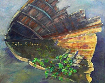 Echoes of the Hull | Abstract Coastal Black Sea Canvas Print by Zybo | Museum-Quality Boat Art