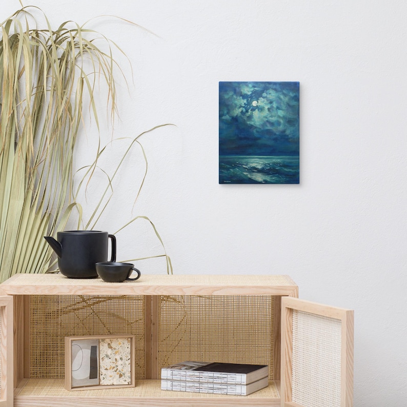 Moonlight Song – Lost Original Seascape Painting Canvas Print | Emotional Ocean Art | Coastal Wall Decor