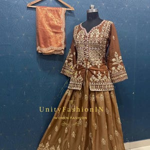 Indian Long Lehenga Choli For Women with fully embroidered Sequence Work anarkali gown with dupatta custom Stitched Wedding Wear Lehenga