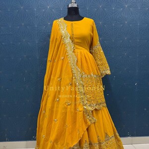Yellow Lehenga with Top for women Partywear Designer Lehenga for wedding With Embroidery Sequence Work And Georgette Dupatta