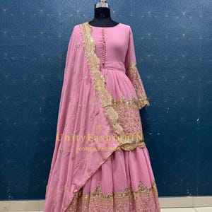 Baby Pink Lehenga with Top for women Partywear Designer Lehenga for wedding With Embroidery Sequence Work And Georgette Dupatta