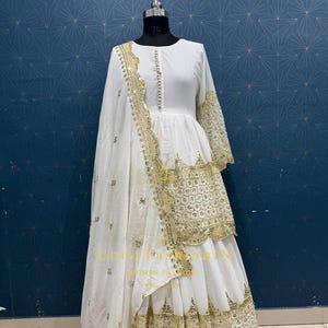 White Lehenga with Top for women Partywear Designer Lehenga for wedding With Embroidery Sequence Work And Georgette Dupatta