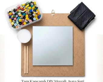Mosaic Making Kit with Mirror, DIY Craft Activity Set, Art and Craft Gift, Beginner Mosaic Set, Ceramic and Mosaic Kit