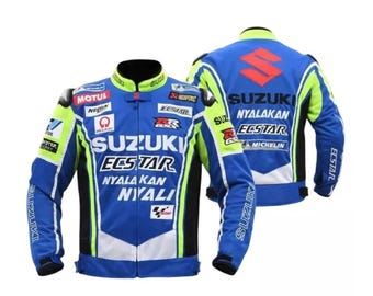 Lightweight Breathable Suzuki Motorbike Riding Jacket Removable Lining Mesh Fabric Biker Jacket  Armors Gift for him