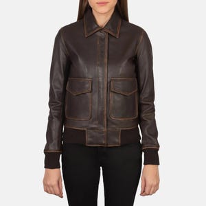 Handcrafted Women&#39;s Leather Jacket – Brown, Vintage-Inspired Moto Design ,Soft Real Leather, Stylish Moto Biker Look , women leather Jacket