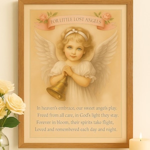 For Little Lost Angels – Printable Memorial Angel Poem Wall Art | Baby Loss Gift | Remembrance Print for Child | Heavenly Nursery Decor PDF
