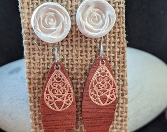 Wood and Porcelain Earrings