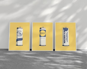 University of Michigan College Posters | Cute Drinks | Wall Decor | Aesthetic | Preppy Posters | College Wall Art | Dorm Decor