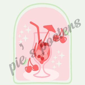 Cherry Drink Retro Inspired Customizable Alcohol Dorm Room Bar Cart Printable Wall Art