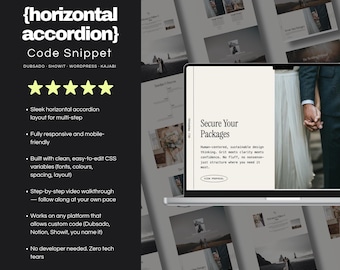 Fragmento de código para acordeón horizontal (estilo 1) / Dubsado / Showit / Wordpress / Kajabi