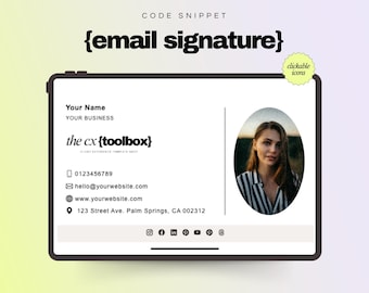 Plantilla de firma de correo electrónico HTML: Diseño profesional y fácil de hacer clic (compatible con Gmail y Dubsado)