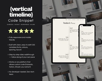 Fragmento de código para la línea de tiempo vertical en paralelo / Dubsado / Showit / Wordpress / Kajabi