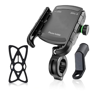 KJ Handyhalter für Fahrräder, Motorräder, Handyhalter am Lenker für Karten und GPS-Navigation mit 360-Grad-Drehung Handyhalterung - Schwarz