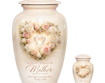 Mother Crystal Heart Cremation Urn for Human Ashes - Funeral Memorial Urns - Adult & Keepsake