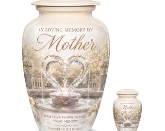Urna funeraria conmemorativa Fuente Corazón Madre – Urnas funerarias para cenizas, para adultos y como recuerdo.